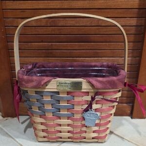 Longaberger Woven Basket with Handle Flag 20th Century Basket READ